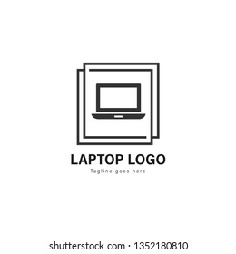 Laptop logo template design. Laptop logo with modern frame isolated on white background