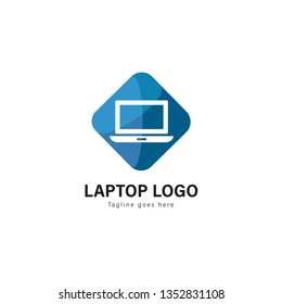 Laptop logo template design. Laptop logo with modern frame isolated on white background