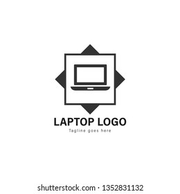 Laptop logo template design. Laptop logo with modern frame isolated on white background