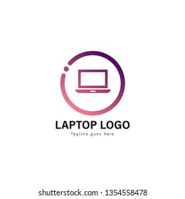 Laptop logo template design. Laptop logo with modern frame isolated on white background