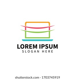 Laptop logo template design vector icon illustration