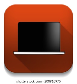 laptop With long shadow over app button