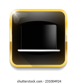 laptop With long shadow over app button