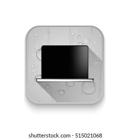 laptop With long shadow over app button