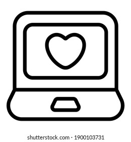 laptop, love communication simple line icon