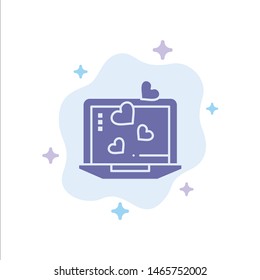 Laptop, Love, Heart, Wedding Blue Icon on Abstract Cloud Background. Vector Icon Template background