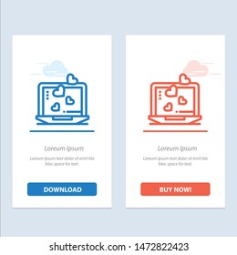 Laptop, Love, Heart, Wedding  Blue and Red Download and Buy Now web Widget Card Template
