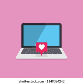 Laptop with Love Icon Banner