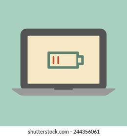 Concepto de batería baja para portátiles