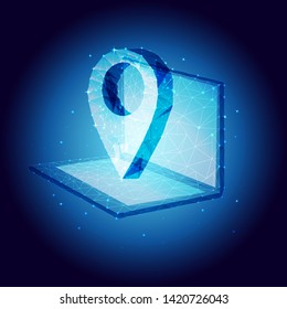 laptop , low poly style vector, symbol ,protection