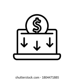 Laptop, low sales icon. Simple line, outline vector elements of economy icons for ui and ux, website or mobile application