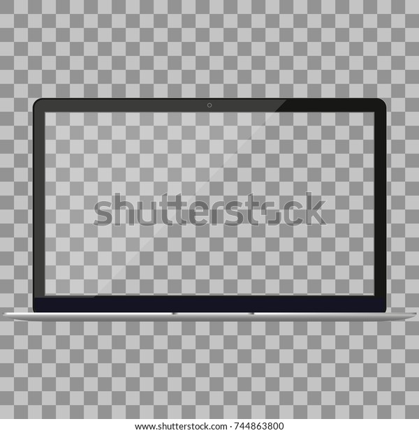 Macbook Airスタイルのノートパソコン 空白の画面 前面 透明な