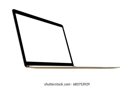 Laptop Macbook gold mockup - 3/4 left perspective view. Vector illustration