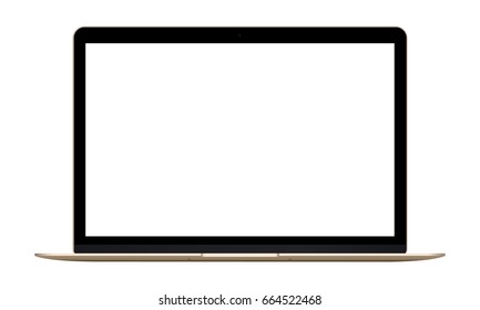 Laptop Macbook gold mockup - front view. Vector illustration