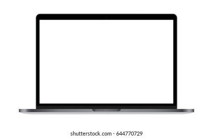 Laptop Macbook Pro with blank screen isolated. Mockup to showcase responsive website design. Vector illustration