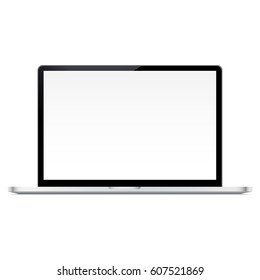 Laptop Macbook Pro mockup with blank screen isolated on white background. Can be used for showcase responsive website design or presentation advertising pages. Vector illustration