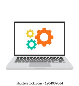 Laptop, macbook, settings screen, computer vector illustration