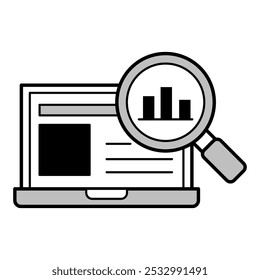 Laptop with Magnifying Glass. Website Analysis and Optimization and more