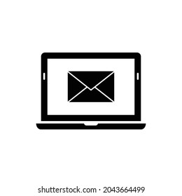 laptop with mail envelope icon flat vector mail  message sign
