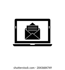 laptop with mail envelope icon flat vector mail  message sign