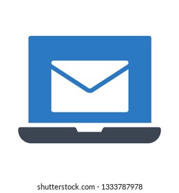 laptop mail glyph double color icon