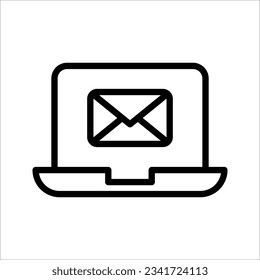 laptop with mail icon, message on the desktop, notification marketing, vector illustration on white background