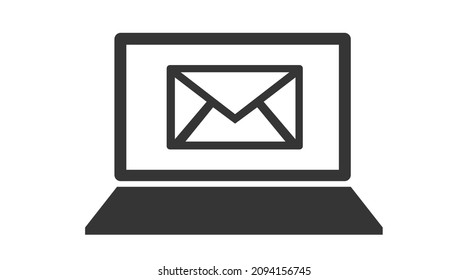 Laptop Mail Icon. Vector isolated editable black and white illustration