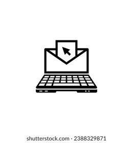 Icono aislado del vector de correo portátil sobre fondo blanco.