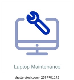 Laptop Maintenance and device icon concept