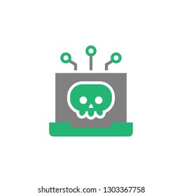 Laptop, malware icon. Element of Cyber and Security icon for mobile concept and web apps. Detailed Laptop, malware icon can be used for web and mobile