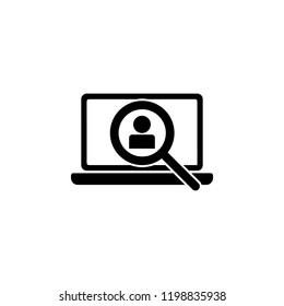 Laptop, man, magnifier icon. Element of training, seminar. Premium quality graphic design icon. Signs and symbols collection icon for websites, web design, mobile app on white background