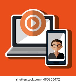 laptop man smartphone web