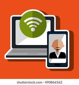 laptop man smartphone web