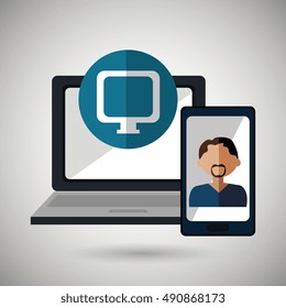 laptop man smartphone web