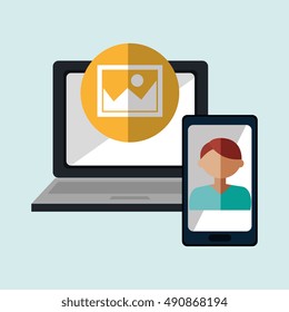 laptop man smartphone web