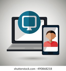 laptop man smartphone web