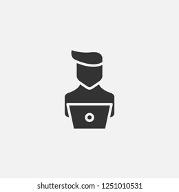 Laptop man worker icon illustration,vector designer sign symbol