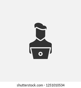 Laptop man worker icon illustration,vector designer sign symbol