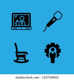 laptop, manager, rocking chair and microphone icons vector in sample icon set for web and graphic design