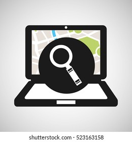 laptop map gps searching vector illustration eps 10