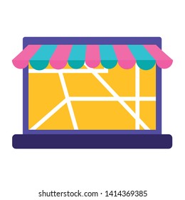 laptop map navigation fast delivery vector illustration