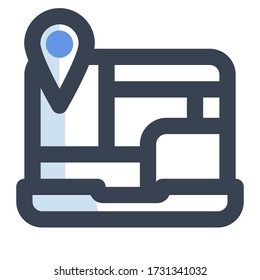 Laptop Maps Icon, Map and Navigation Place and other Icon For User Interface Or Website