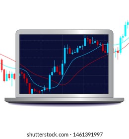 laptop with market chart on screen