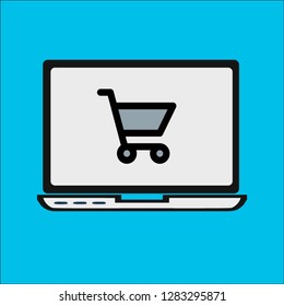 laptop market vector icon