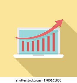 Icono de gráfico de marketing de portátiles. Ilustración plana del gráfico gráfico gráfico de marketing portátil icono vectorial para el diseño web