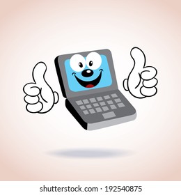 laptop mascot cartoon character