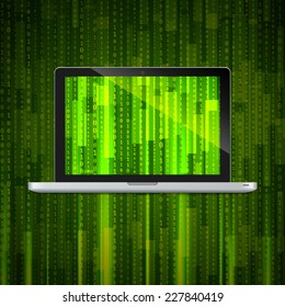 Laptop with matrix background