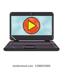 laptop with media player button