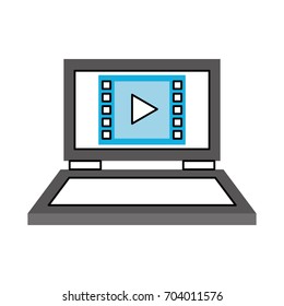 laptop with media player isolated icon