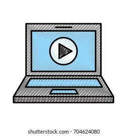 laptop with media player isolated icon